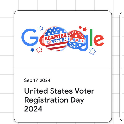 screenshot of the US google doodle: United States Voter Registration Day