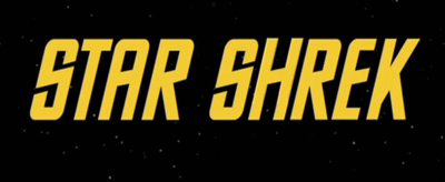 the old star trek logo edited to say star shrek