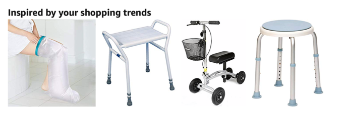 Amazon product recommendations: They're all leg injury related.