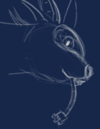 Drawing of robot with power cord hanging out of their mouth like a tongue