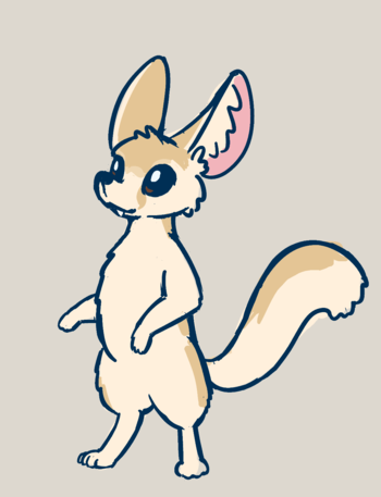A drawing of a fennec standing on their hind legs