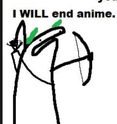 Caesar holding a bow and destroying anime