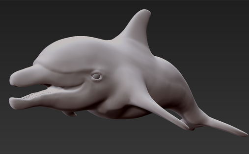 3D model of a dolphin, unpainted.