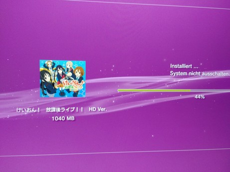 K-On! Houkago Live HD Version installing on a PS3