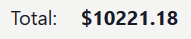 "Total: $10221.18"