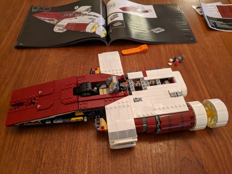 The A-Wing model now has its port engine attached. There is a small quantity of unused parts too.