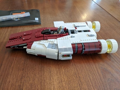 Most of the port front angle of the A-Wing is now in place!