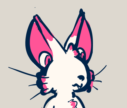 Drawing of a scruffy cat monster with two eyes... in their ears