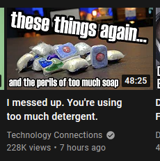 a video titled "I messed up. You're using too much detergent."