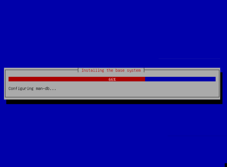 Debian installation: Installing the base system: Configuring man-db, which is the manual database.