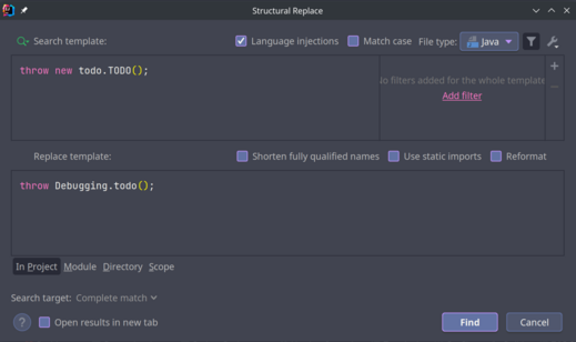 Structural replace dialog.
