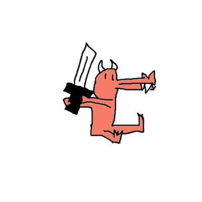tiny kobold extending a knife out to the viewer