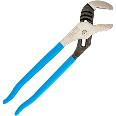 A pair of channel locks. They're pliers with one jaw that can be slid along a channel when open, but locks into place with rigid grooves when closed, hence the name