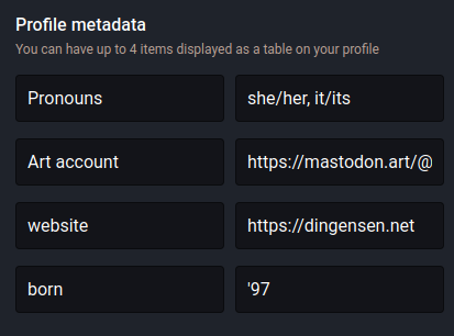 same screen, but settings are changed. in place of twitter it now shows "born: 97"