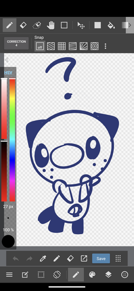 a quick sketch of oshawott in medibang paint, one of the apps that supports the sonarpen