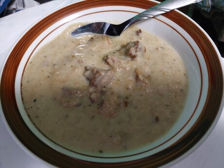 The finished version, from my own kitchen, Valheim's Turnip Stew!