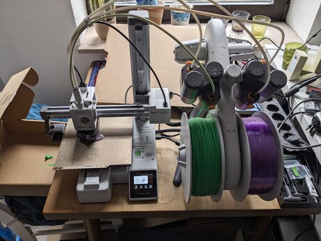 a Bambu A1 mini 3D printer with the AMS Lite filament changer