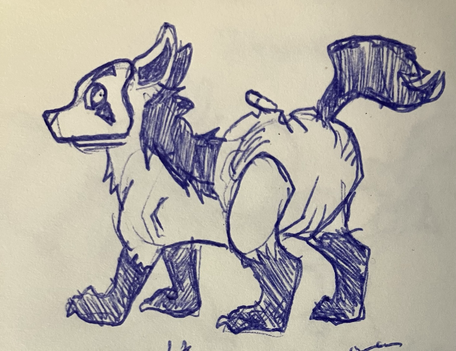 Quick sketch of a feral Mightyena wearing a pup hood and a diaper because exactly NONE OF THIS SHIT IS HARMFUL.