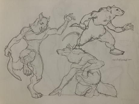 Two werewolves and a wererat